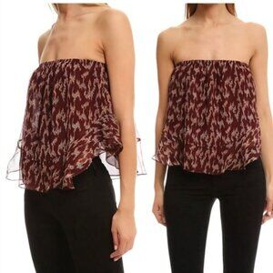 Elizabeth and James Burgundy Silk Strapless Blouse/Mini Skirt | M